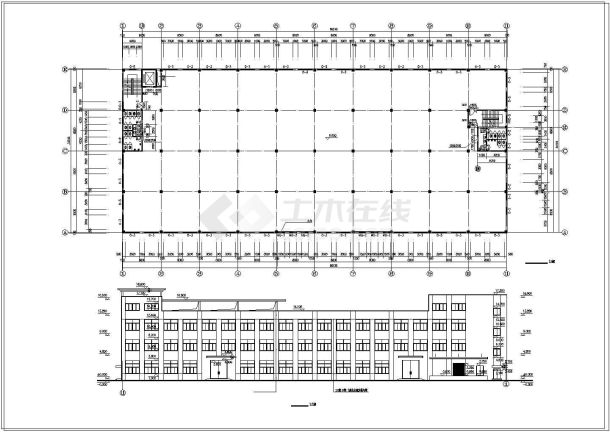 长80.24米 宽34.24米 3层工厂建筑cad施工图-图一