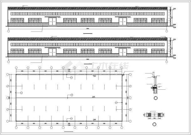 北京某食品厂2350平米1层门式轻钢结构生产厂房全套建筑设计CAD图纸-图一
