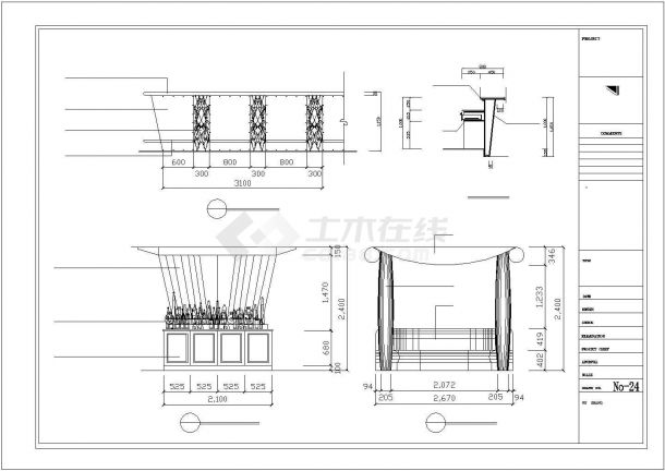 上海市浦东新区某单层框架结构商务酒吧平立面设计CAD图纸-图二