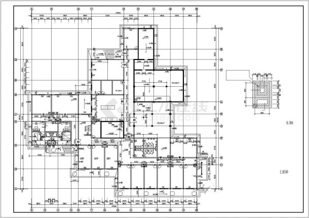 北京某商务酒店3层框架结构接待中心建筑设计CAD图纸（含阁楼和地下层）-图二