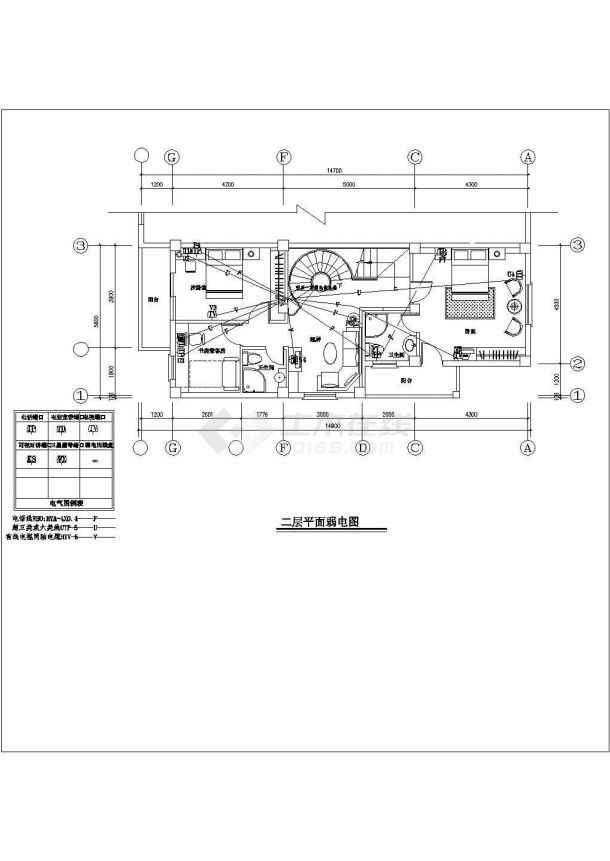 复式住宅楼户型装修电气CAD建筑设计施工图-图二