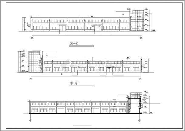 南京某机电工厂4400平米3层硂框架结构生产厂房建筑设计CAD图纸-图二