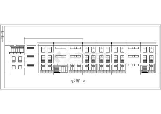 烟台市某工厂3600平米3层框架结构生产厂房平立面设计CAD图纸-图二