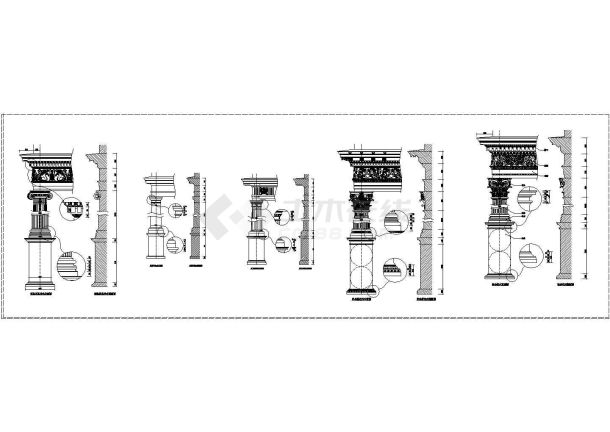 欧式构造---爱奥尼克柱立面图块-图一
