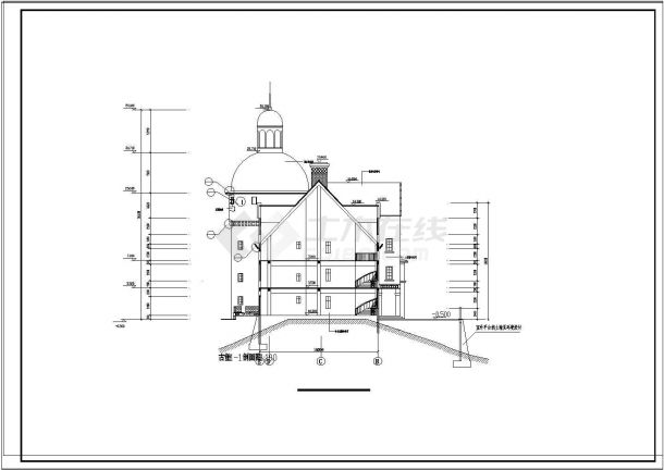 欧式构造---古城堡全套施工图CAD图纸-图一