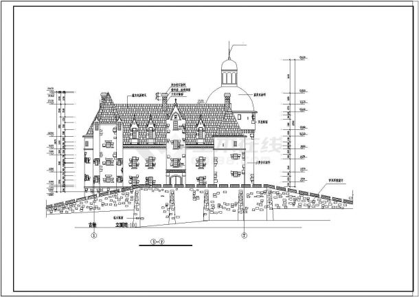 欧式构造---古城堡全套施工图CAD图纸-图二
