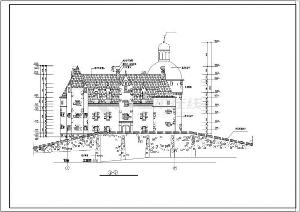 欧式构造古城堡全套施工图cad图纸