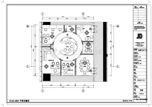 某创意办公户型样板间整套CAD室内设计施工图-图一