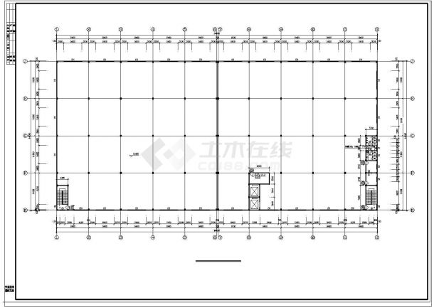 长94.94和42米 宽57.74和16米 3层2077平米现浇框架结构汽车零部件厂建筑cad施工图-图二