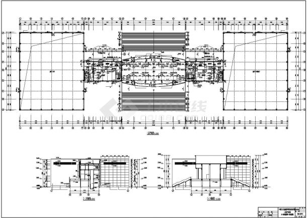 某长203.68米 宽59.18米 3层11010.7平陈列馆CAD建筑设计施工图纸-图二