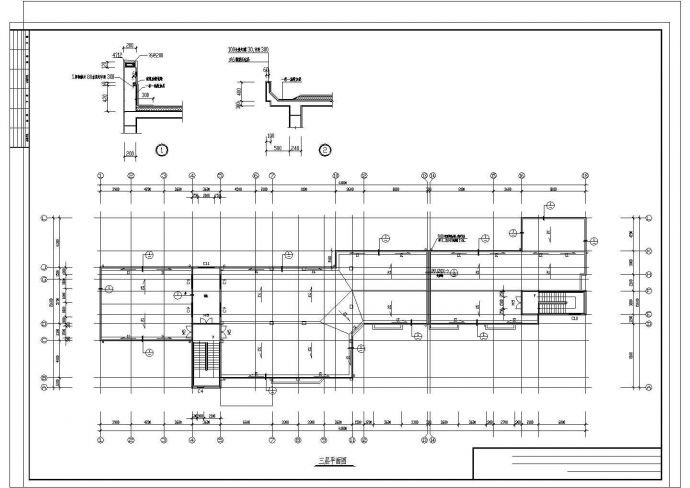 小太阳三层幼儿园教学楼设计建筑施工cad图纸，共六张_图1