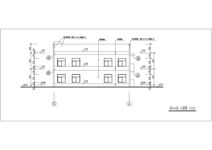 二层钢筋混凝土框架结构幼儿园建筑施工cad图，共八张_图1