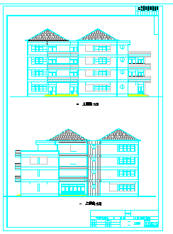 四层幼儿园建筑施工cad图(含平立面图)-图二