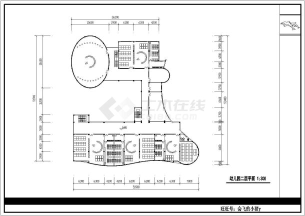 四层幼儿园教学楼方案设计cad图(含平面图,共六张)-图二