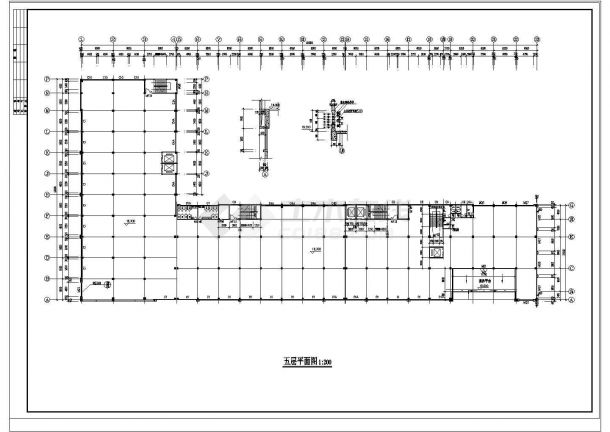 长130米 宽63米 5层L型有限公司生产大楼建筑cad施工图-图二