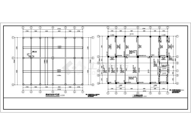 5层框架办公楼结构施工设计cad图，含设计说明-图一