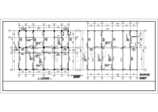 5层框架办公楼结构施工设计cad图，含设计说明-图二