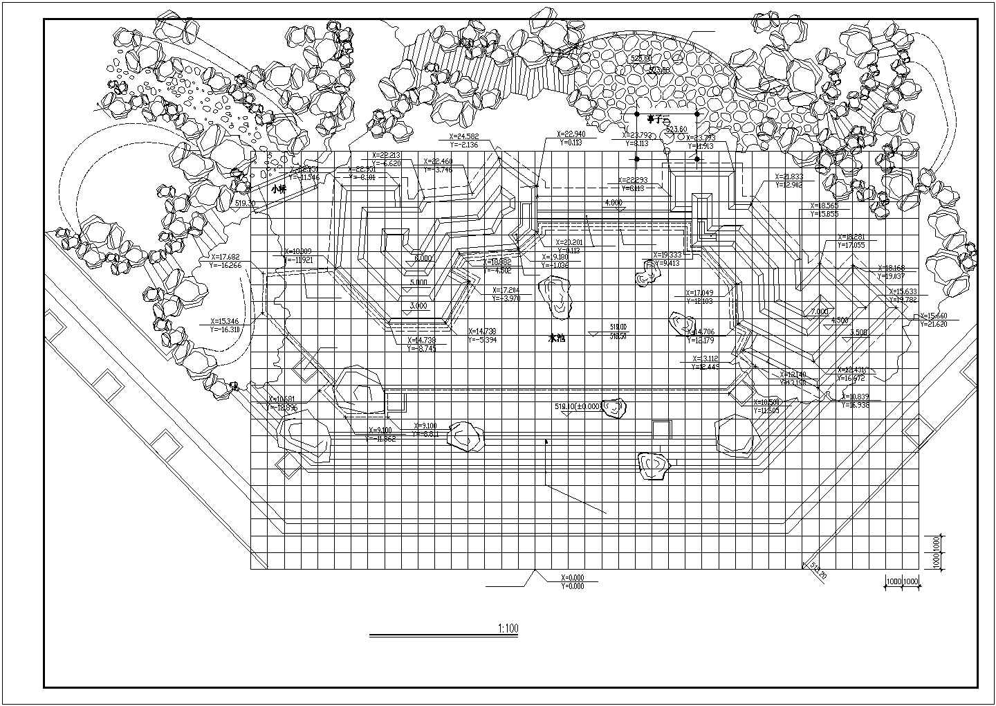 某工业区入口广场廊亭CAD景观设计施工图