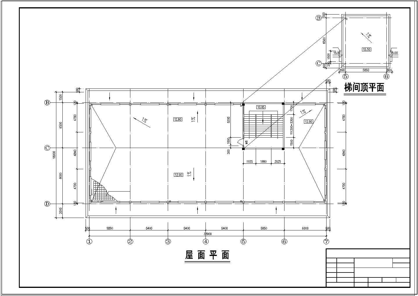 长33.9米 宽16米 2层泵站主厂房土建cad施工图
