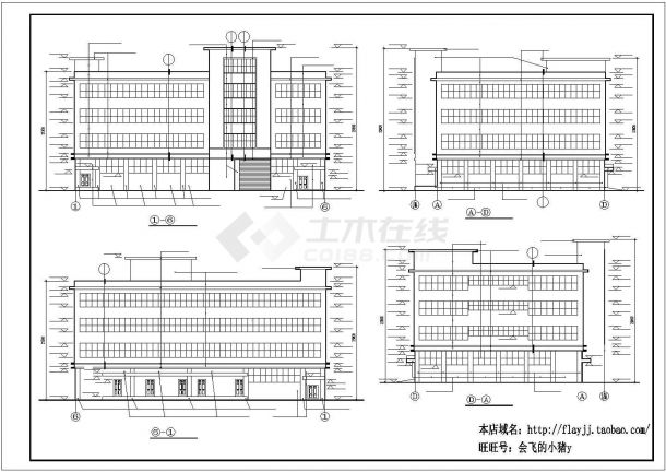 长44.8米 宽34米 4层厂房建筑cad施工图-图二