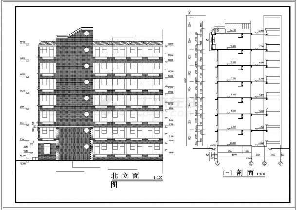 某大学学生宿舍楼建筑设计CAD施工图纸-图一