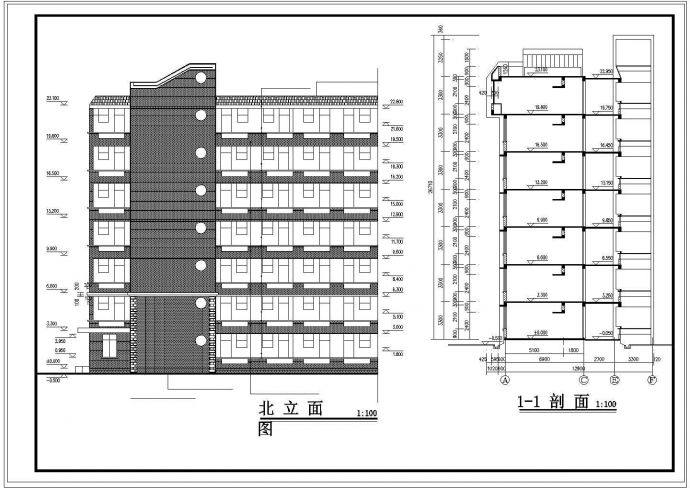 某大学学生宿舍楼建筑设计CAD施工图纸_图1