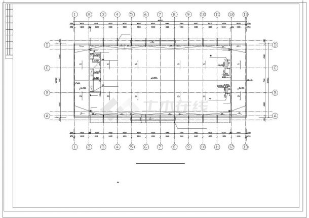 长48.5米 宽20.9米 3层3914平米框架结构公司厂房cad建施图-图一