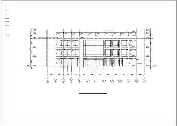 长48.5米 宽20.9米 3层3914平米框架结构公司厂房cad建施图-图二