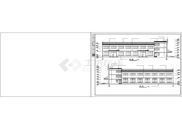 长52.61米 宽24.44米 2层局部3层生产车间建筑cad施工图-图一