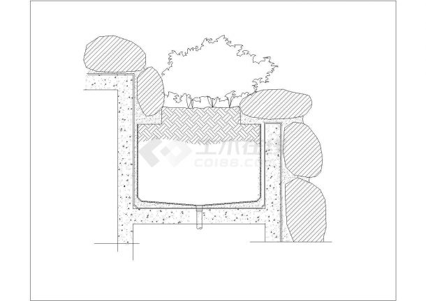 某园林广场内凳池规划设计cad施工详图-图一