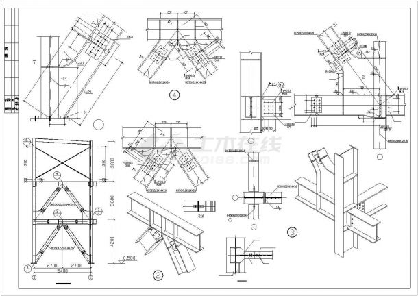 【最新】某三层商业楼钢结构框架设计方案CAD图纸-图一