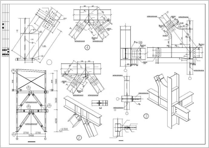 【最新】某三层商业楼钢结构框架设计方案CAD图纸_图1