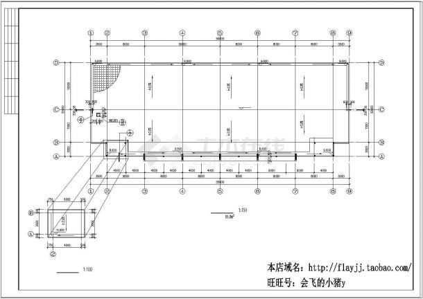 长55米 宽20米 2层2249.8平米厂房建筑cad施工图-图一