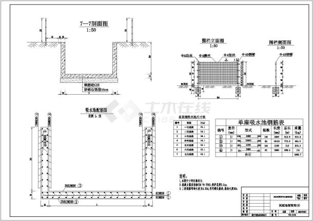 某区域节水工程建筑平剖面详图-图一