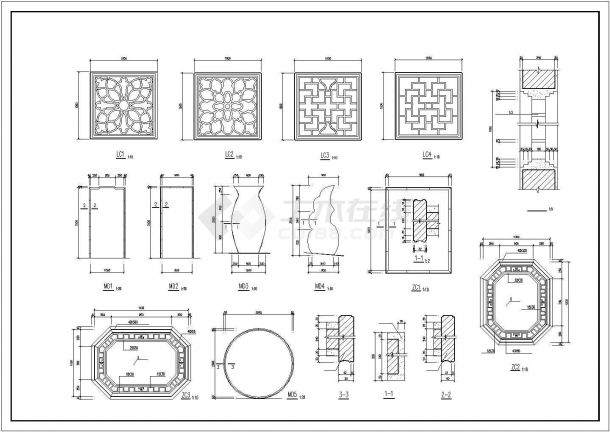 某古桥诺干经典样式CAD建筑施工图-图二