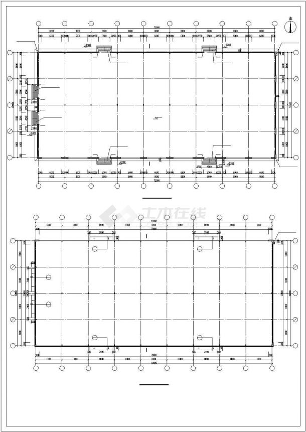 【最新】某生产厂房门式钢架结构建筑设计方案CAD图纸-图二