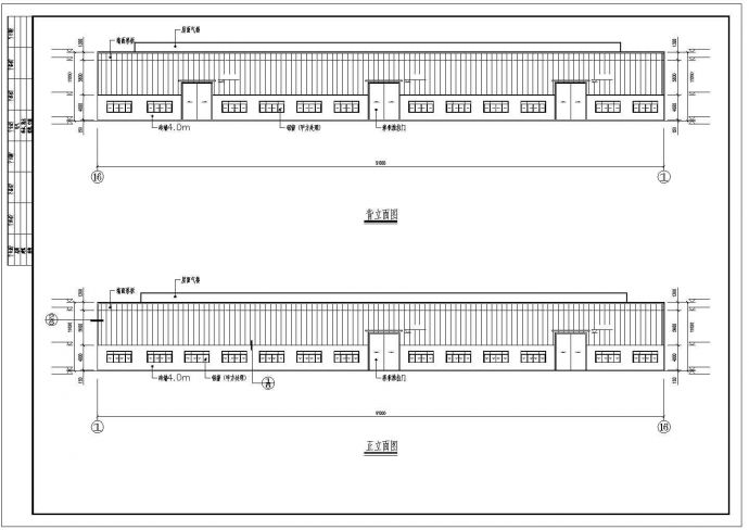 【最新】某双跨45米钢结构库房设计方案CAD图纸_图1