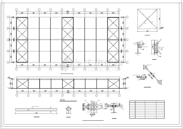 长72米 宽32米 1层2350平米门式刚架轻钢结构五金制品厂房建施cad结施图-图一