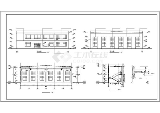 长74.48米 宽30.44米 2层厂房车间建筑cad施工图-图一