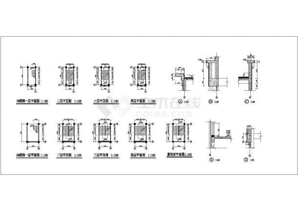 扬州某大学9500平米四层框架结构教学综合楼建筑设计CAD图纸-图二