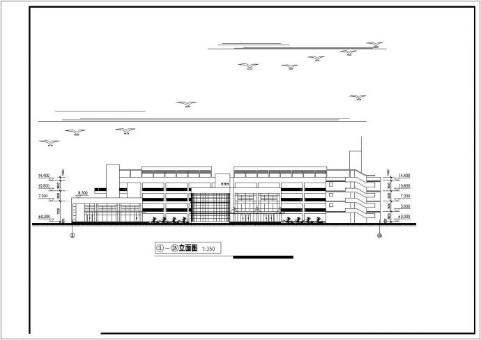 昆山市某大学1.1万平米4层框架结构综合楼建筑设计CAD图纸_图1