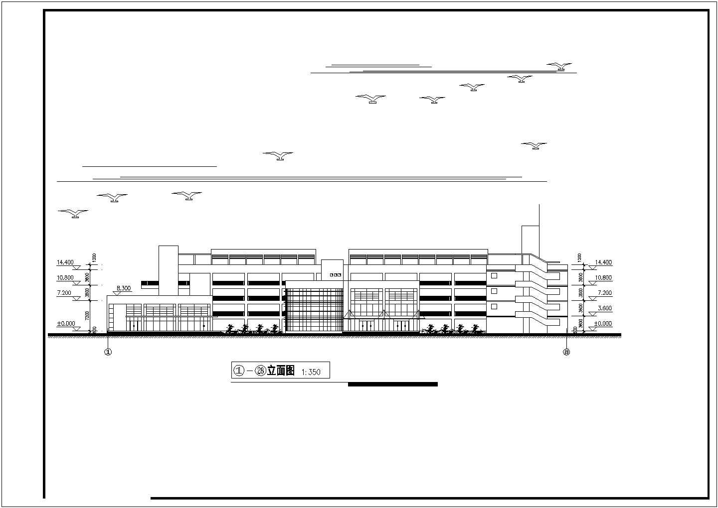 昆山市某大学1.1万平米4层框架结构综合楼建筑设计CAD图纸