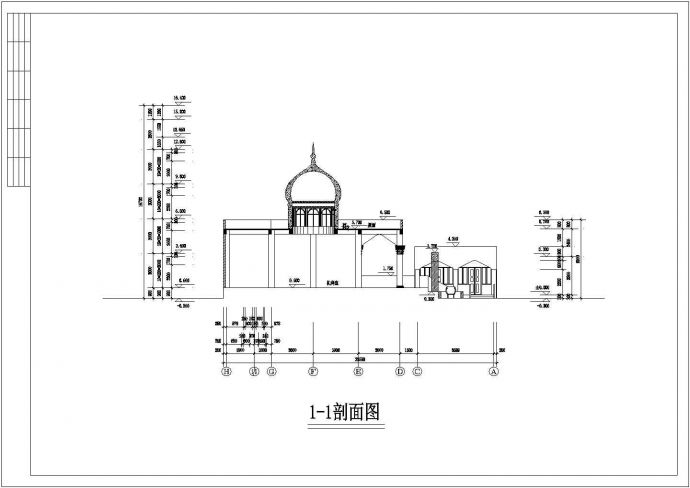 伊斯兰教清真寺建筑CAD设计图_图1