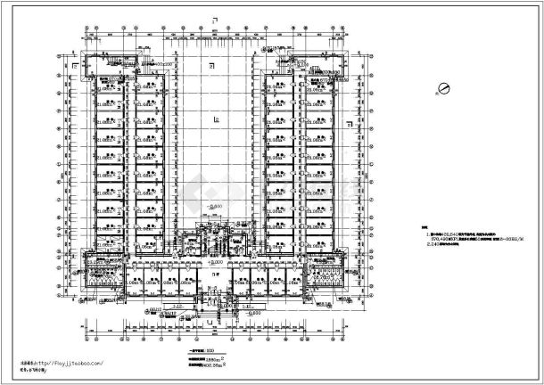 6层10402平米砖混U形学生公寓楼建筑施工图（长56.7米 宽53米）-图一