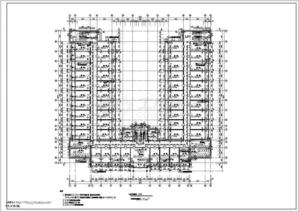  6层10402平米砖混U形学生公寓楼建筑施工图（长56.7米 宽53米）-图二