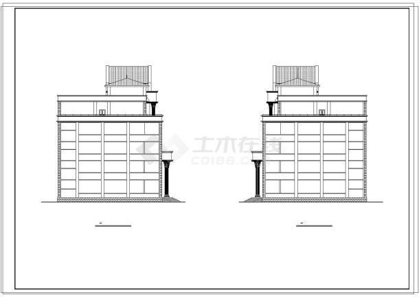 某卫生学校实验楼建筑CAD施工设计图纸-图二