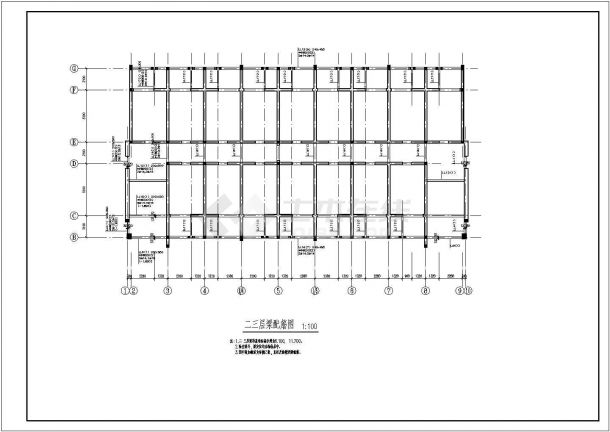 小学食堂及宿舍楼建筑结构施工CAD图-图一