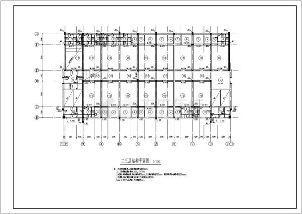 小学食堂及宿舍楼建筑结构施工CAD图-图二