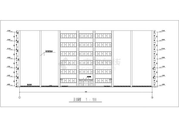 辽阳市某市政单位4460平米6层框架结构办公楼建筑结构设计CAD图纸-图二