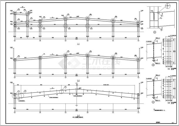 钢结构多层厂房建筑结构cad设计图纸-图二